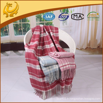 2015 New Style Chine Factory Vente en gros Tissé Plaid 100% Couvertures en laine pour le canapé